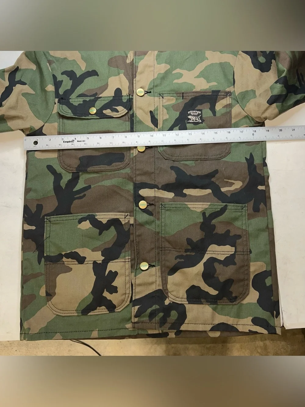 The Pointer Brand Woodland Camo Chore Coat Mens XS Green Made In USA Military
